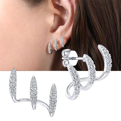 Huitan Nieuwste Groene CZ Klauwen Oorknopjes voor Vrouwen Mode Luxe Vrouwelijke Ooraccessoires Bruiloftsfeest Bulk Sieraden white