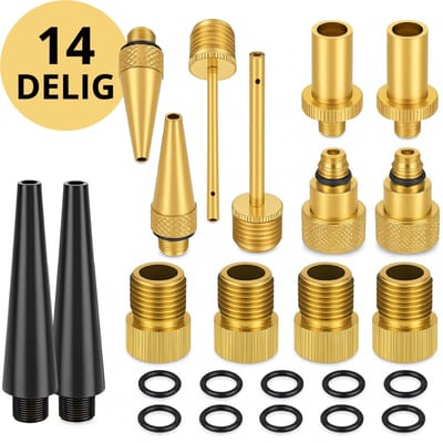 Twenty4seven® Fietsventiel Adapter Set 14-Delig - Verloopnippels voor Fietspomp & Bandenpomp - Autoventiel, Hollands & Frans Ventiel - Universeel