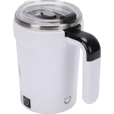 Tasse auto-mélangeuse en acier inoxydable, tasse à café magnétique automatique, rechargeable par USB, capacité 380 ml, avec paille gray