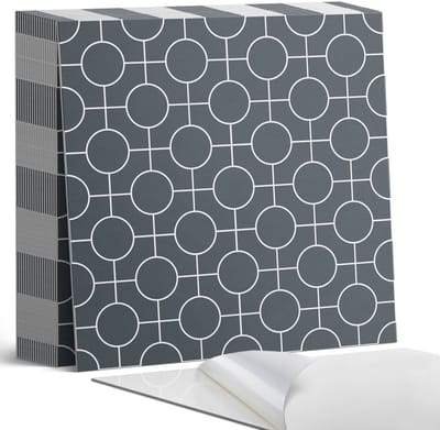 Coloray Plaktegels - Geometrisch patroon van cirkels en lijnen Zelfklevende Tegels - 20 cm x 20 cm - Grijs Plaktegels - 20 stuks - Vierkant PVC Tegels - Plaktegels Badkamer - Plaktegels Vloer - Vinyl Tegels Zelfklevend - Wandtegel Zelfklevend