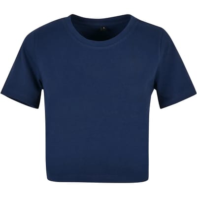 Build Your Brand - Cropped Dames T-Shirt - Light Navy maat XS