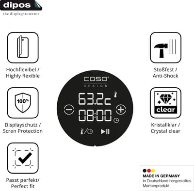 dipos – 2x Beschermfolie geschikt voor Caso Sous Vide Stick 1310 | 3D Full Cover Screenprotector | 100% Passend