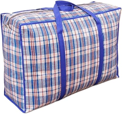 Verhuiszakken 10 stuks - Opbergtassen - Spullen Opslaan - Versterkte handgrepen - 60 x 32 x 23 cm - Blauw