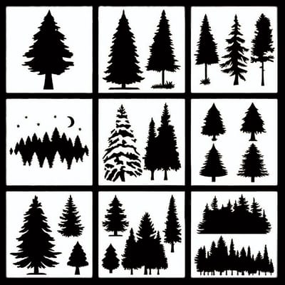 Dailygoods- Sjablonen 9 Stuks Herbruikbaar - Kerstmis Sjablonen - Dennenboom Stencils - Kunst Schilderen - Doe-het-zelf Creaties - Nauwkeurig Lasergesneden