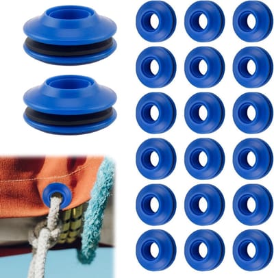 Set van 20 blauwe plastic oogjes voor zeilen, bevestigingsclips voor tenten, zwembadzeilen en zonneschermen