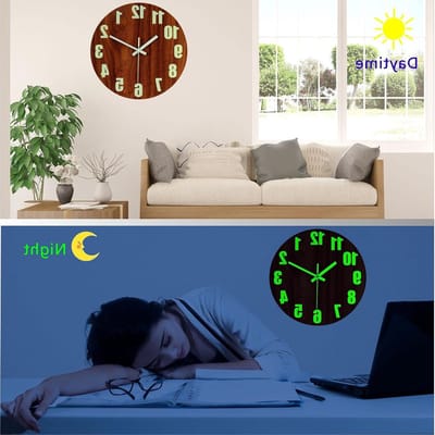Luminous wandklok van 30 cm met stille werking en glow-in-the-dark functie, decoratief voor slaapkamer, keuken en kantoor, batterijgevoed