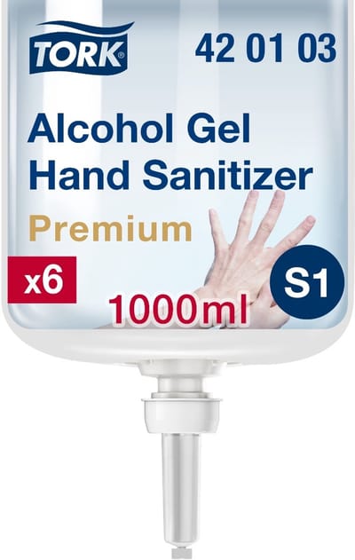 Tork 420103 6st handdesinfectiegel met alcohol, voor S1/S11 systeem 6 x 1000 ml (400102 420103)