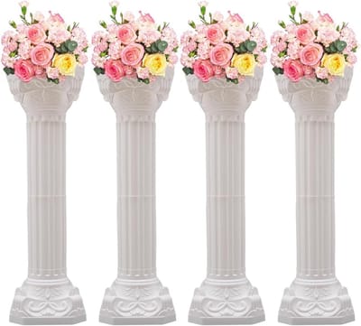Romeinse Zuilen Set - Decoratie Pilaren - Feestdecoratie - Stabiele Constructie - 36 Inch Hoog - Wit