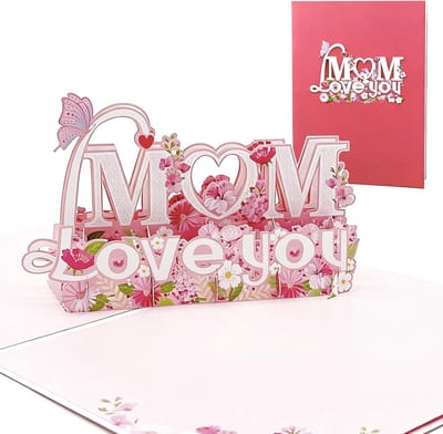 Moederdag kaart - Moederdag - pop-up verjaardagskaart van dochter/zoon - Cadeau voor mama - vrouw/echtgenote - Inclusief envelop en kaartje - Speciaal wenskaartidee voor vrouwen - Roze - Stijl 2