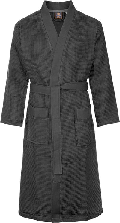 Wafel badjas voor sauna antraciet L - antraciet unisex badjas - biologisch katoen- wafel badjas - kimono - wafel badjas dames - wafel badjas heren