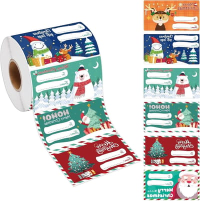 Naamstickers Kerst - Feestetiketten Cadeau - Geschenken Personaliseren - Verwijderbaar Zonder Resten - 500 Stuks - Multicolor