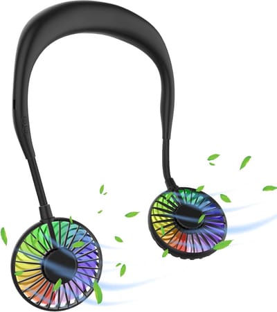 SnelShoppen - Ultralent Nekventilator met 3 Snelheden, Stil, Draagbare USB-Ventilator met LED-Licht voor Binnen en Buiten, Camping, Reizen, Sport, Zwa