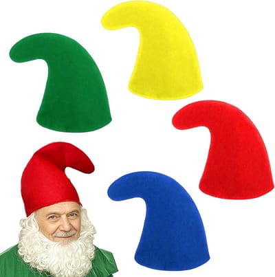 Kleurige kersthoedenset met 4 gnome-stijl dwergenhoeden voor volwassenen, feestelijke accessoires voor kerst, verjaardagen en Halloween cosplay