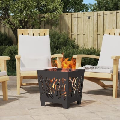 Vierkante vuurkorf - Buitenhaard - Terras verwarmen - Hittebestendig staal - 40x40x40 cm - Zwart