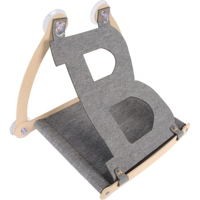 Perchoir de fenêtre pour chat en bois Hamac de fenêtre pour chat Lit détachable doux pour animaux de compagnie pour chats Animaux de compagnie Gris clair