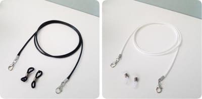 Zonne- Brillenkoord Zwart, Wit- Mondkapje koord hanger – Koordhouder voor mondkapje en/of Brillenkoord- Ketting koord voor mannen, vrouwen- 2 stuks