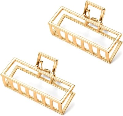 Set van 2 Hollow Hair Clips, Antislip Haarspelden, Metalen Klemmen voor Vrouwen en Meisjes, Perfect voor Haarstyling en Accessoires (Goud)