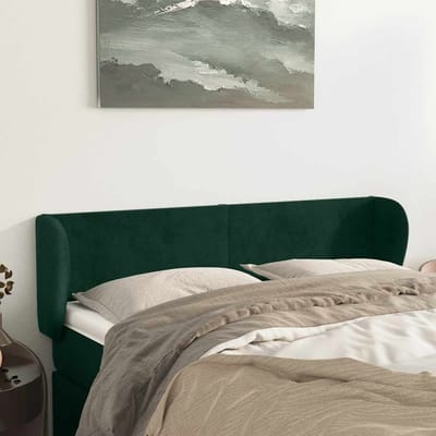 vidaXL - Hoofdbord - met - randen - 147x23x78/88 - cm - fluweel - donkergroen