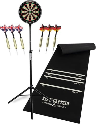 Professionele Sisal Dartbord Set Compleet met Verstelbare Standaard en Dartmat