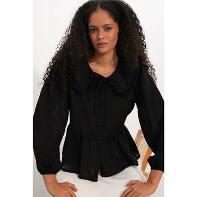 Dames Blouse van Viscose-mix met Baby Kraag