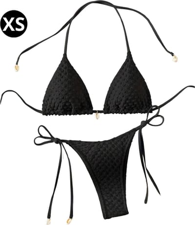 Bovista Bikini Dames - Meisjes Bikini - Badpak - Push Up - Vrouwen Badkleding - Zwemmen - Sexy Set - Top & Broekje - Zwart - Maat XS