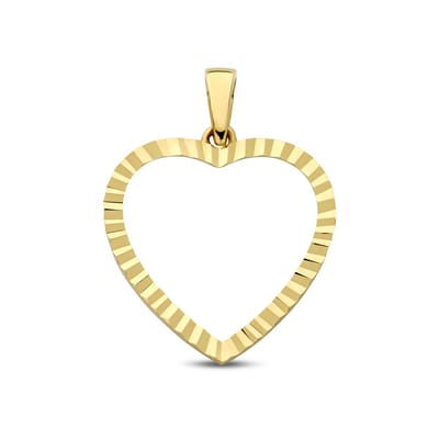 New Bling - 9NBG-0916 - 14K geelgouden Hanger – Hart Dia Cut – Dames Hanger