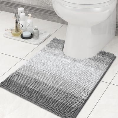 Chenille Badmat voor Toilet - Zacht, Absorberend, Antislip en Wasbaar - 50 x 60 cm - Grijs