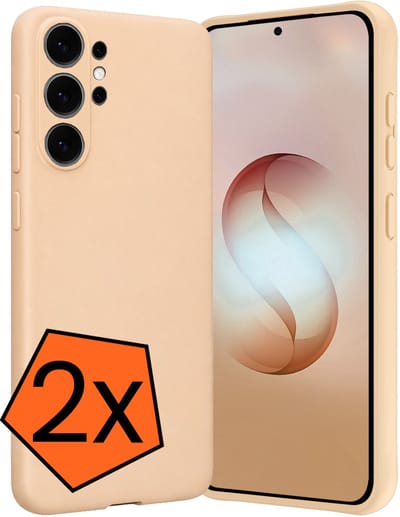 Hoes - 2 Stuks - Geschikt voor Samsung Galaxy S26 Ultra - Sterk & Shockproof - Case Siliconen - Back Cover - Telefoon Hoes - Zand