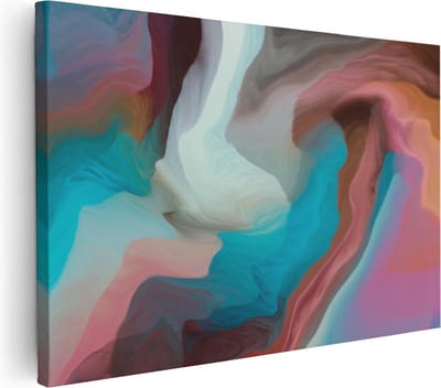 Artaza Canvas Schilderij Abstract - 90x60 cm - Wanddecoratie Woonkamer - Muurdecoratie Turquoise - Schilderijen Op Canvas