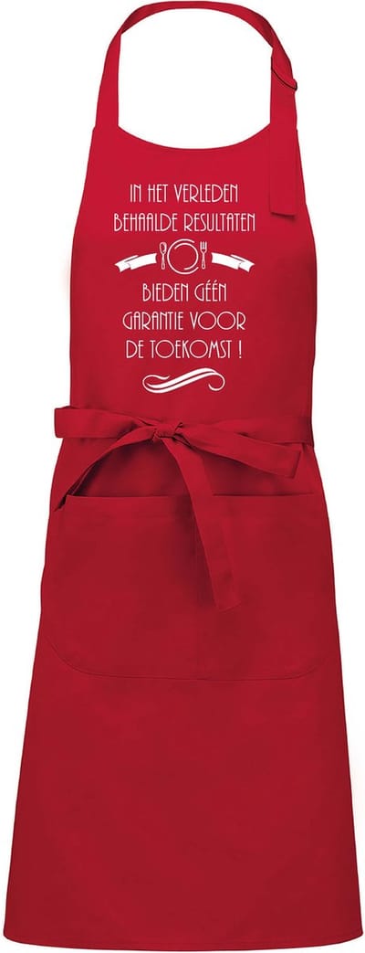 Mijncadeautje - Keuken- en Barbecueschort - In het verleden behaalde resultaten - Tekstschort - Verjaardag - Humorschort - Rood