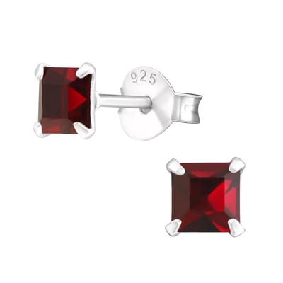 Amanto Oorbellen Flynn Siam - 925 Zilver E-Coating - Vierkant - ∅4mm