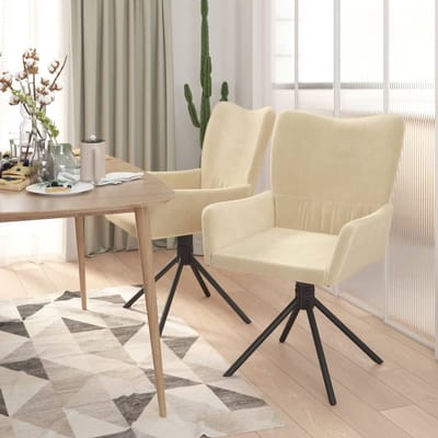 vidaXL - Eetkamerstoelen - draaibaar - 2 - st - fluweel - crèmekleurig