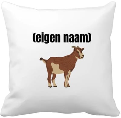 Akyol - geit met hoorn Kussen hoes - Geit - geiten liefhebbers - met eigen naam - dieren liefhebber - leuk cadeau voor iemand die houdt van geiten - cadeau - kado - 40 bij 40 cm