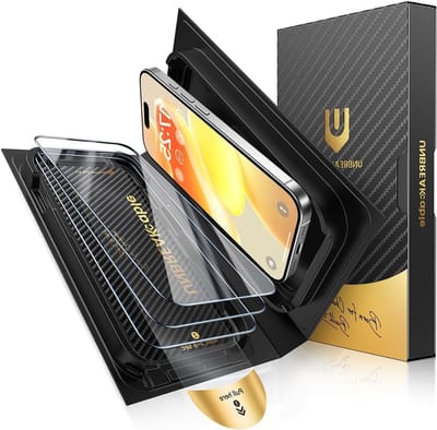 iPhone 16 Plus Screen Protector [3-Pack] - Gehard Glas, Auto-Align Technologie, 9H+ Hardheid, Anti-Vingerafdruk, Ultra Duidelijk, Volledige Bescherming voor 6.3 Inch Scherm