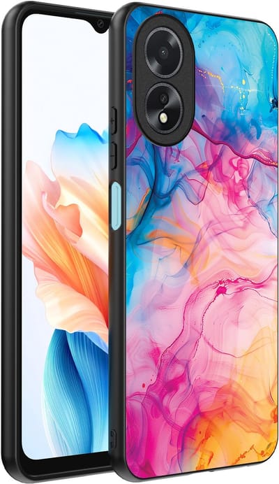 Smartphonica Telefoonhoesje Geschikt voor Oppo A18 met Regenboog Acryl Marmer Opdruk - TPU Backcover Case Rainbow Acrylic Marble Design geschikt voor Oppo A18