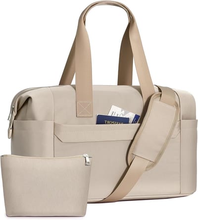 Reis- en Sporttas 24L Vouwbare Weekender Bag voor Vrouwen met PVC Nat Compartment, Ideaal voor Gym en Weekenduitjes, 40 x 30 x 20 cm met Separaat Toilettasje
