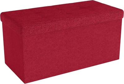 Opvouwbare Zitbank - Opbergkruk - Extra Zitplaats - Met Deksel - 76x38x38 cm - Rood