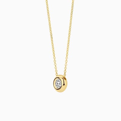 Blush Gouden Ketting LG3006Y | goudkleurig ketting met ronde hanger en lab grown diamant, elegante stijl