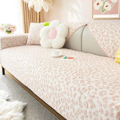 Pluche Sofa Kussen met Luipaardprint Winter Dik Anti-Slip Sofa Handdoek Kussensloop High-End L-vormige Sofa Volledige Dekking Stofhoes 70x70cm 1pcs