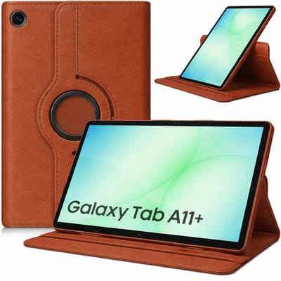 Arara Hoes Geschikt voor Samsung Galaxy Tab A11 Plus - 360° draaibaar - tablethoes - Bruin