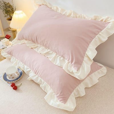 Prinsessenkussenslopen met ruches, kussensloop in verschillende maten, comfortabele kussensloop voor volwassenen en kinderen 1Pcs 48x74cm roze