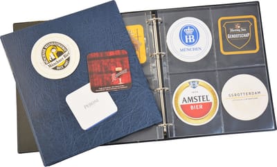 Hartberger Bierviltjes album - voor bier viltjes onderzetters - voor 40 viltjes - made in holland - verzamelalbum - munten - postzegel - speelkaarten - ansichtkaarten - kartonnen onderzettertjes onderlegger bierviltje