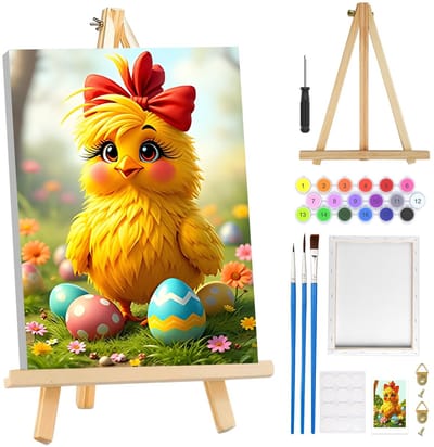 Dailygoods- Schilderen op Nummer - Voor volwassenen - Met lijst - Houten ezel - Doe-het-zelf Olieverfschilderij - 3 Penselen - Voorbedrukt Canvas - Doe-het-zelf Schilderij