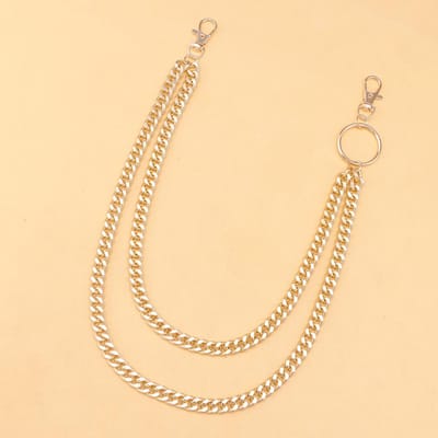 Punk Rock Gelaagde Ketting Metalen Sleutelhangers Tailleband voor Mannen Vrouwen Hip-Hop Jeans Broek Sleutel Portemonnee Accessoire goud