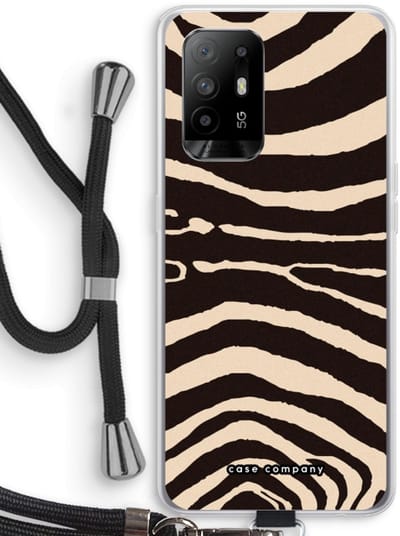 Case Company® - Hoesje met koord geschikt voor Oppo A94 5G hoesje met Koord - Arizona Zebra - Telefoonhoesje met Zwart Koord - Bescherming aan alle Kanten en Over de Schermrand