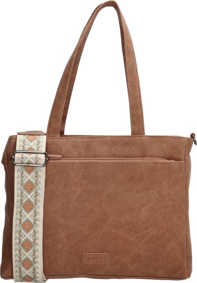 Beagles Malaga Hand & Schoudertas Shopper met Trendy Schouderband - Tote Bag - Dames Tas - Bruin
