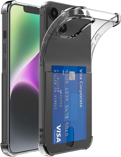 Geschikt voor iphone 14 Telefoonhoesje met Pasjeshouder Shockproof - Cardslot Back Cover Case Anti-Shock - Telefoonhoesje met Kaarthouder Transparant Doorzichtig - ProtX