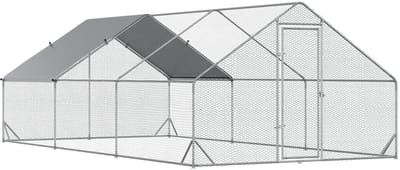 Merax Kippenren XXL Buiten 3x6 Meter Met Dak – Freilopen Gevogelte Ren Voor 12 Tot 18 Kippen Konijnen Eenden – Verzinkt Staal – Waterbestendig