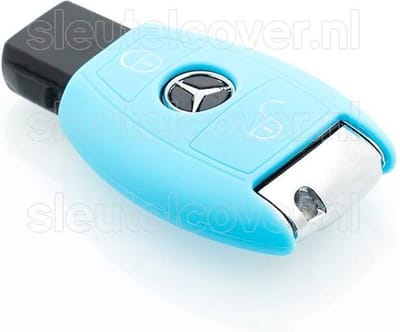Autosleutel Hoesje geschikt voor Mercedes - SleutelCover - Silicone Autosleutel Cover - Sleutelhoesje Lichtblauw