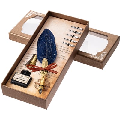 Kielpen en Inkt Set Retro Veer Dip Inktpen Set Vintage Kalligrafie Schrijven Handtekening met 5